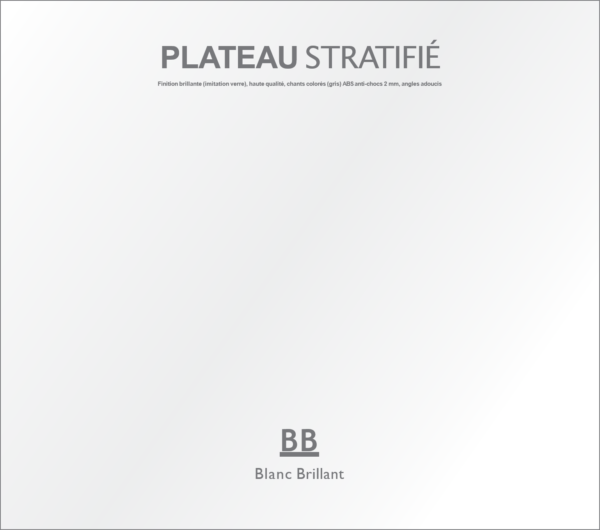 Plateau stratifié Blanc Brillant