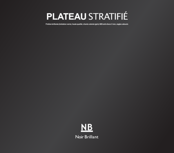 Plateau stratifié Noir Brillant